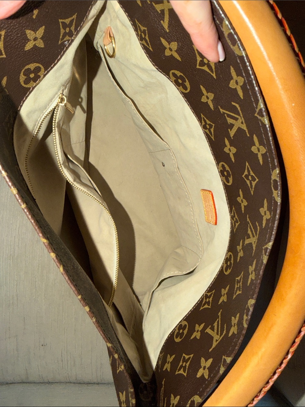 Monogram Hobo Shoulder Bag in Brown and Tan - Picture 10 of 12